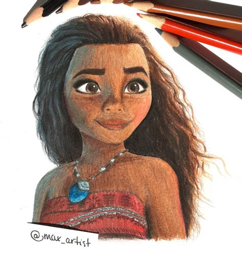 Colored pencil Moana drawing | Disney princess drawings, Disney ...