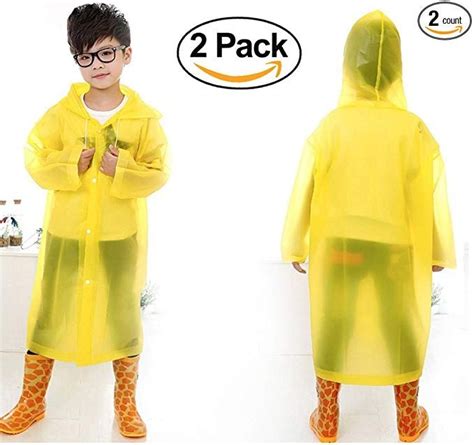 Children's Rain Ponchos with Waterproof Hood and Sleeves for Ages 6-12 ...