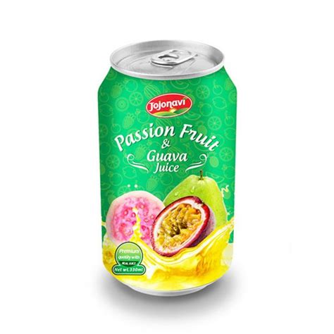 JOJONAVI Canned Passion Fruit Juice with Guava Flavour in 330ml Can