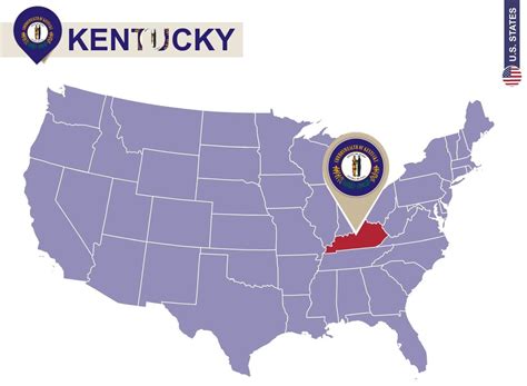 Kentucky State on USA Map. Kentucky flag and map. 7412041 Vector Art at ...