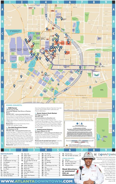 Atlanta downtown restaurants map - Ontheworldmap.com