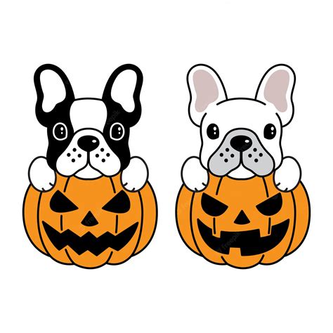 Premium Vector | Dog french bulldog halloween pumpkin