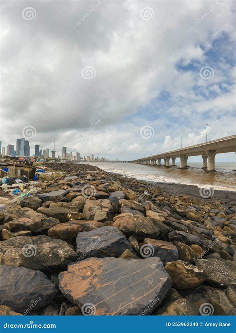 Bandra-Worli Sea Link View From Worli Koliwada Jetty In Mumbai Stock ...