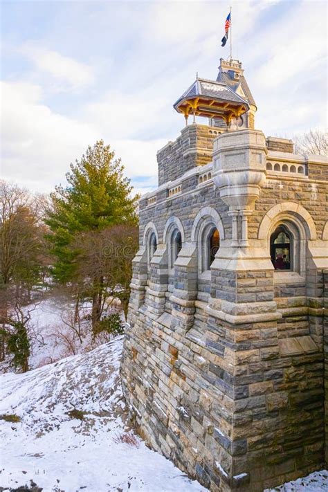 Belvedere Castle Tower in New York Central Park in Winter Stock Image ...