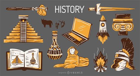 World History School Elements Illustration Pack Vector Download