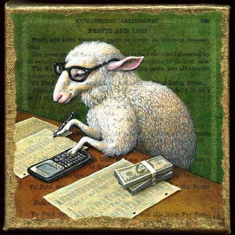 Accountant Gift, Counting Sheep Art Print: Animal With Hipster Glasses ...