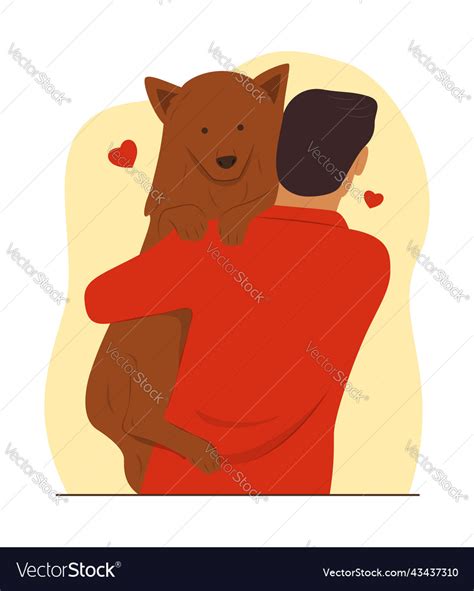 Man hugging a dog Royalty Free Vector Image - VectorStock