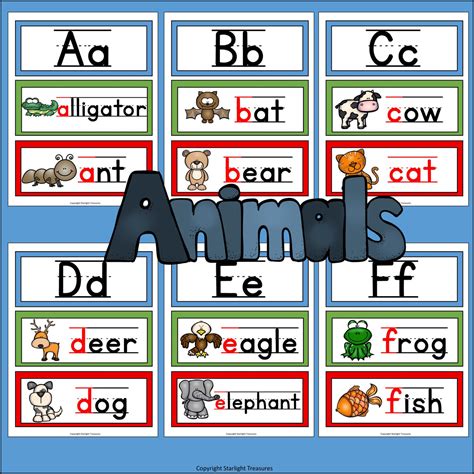 Alphabet Word Wall - Animal Theme - A-Z Word Wall – Starlight Treasures LLC