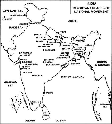 on the outline map of india show champaran ,kheda,dandi,amritsar,chauri chaura - Brainly.in