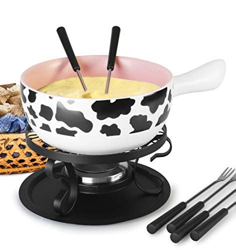 Artestia Ceramic cheese fondue pot Set, fondue set,Six Fondue Forks ...