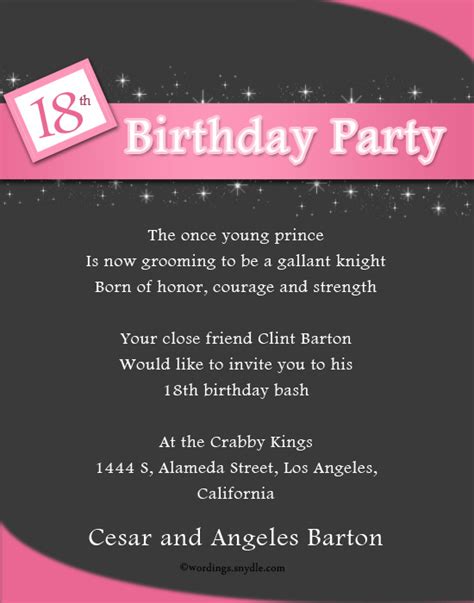 18th Birthday Party Invitation Wording – Wordings and Messages