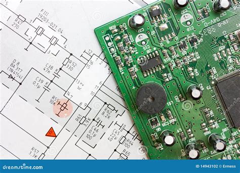 Schematic Diagram And Electronic Board Stock Photography - Image: 14943102