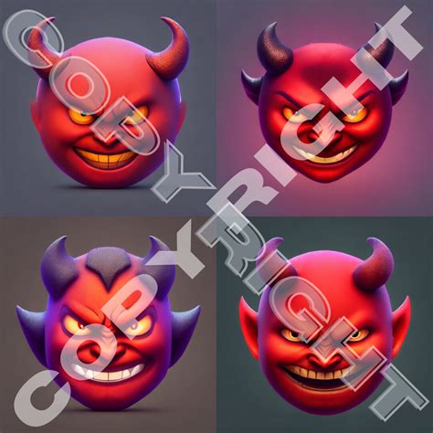 RED DEVIL Emoji Designs Pack of 4 PSD Files - Etsy