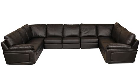 Buy Luciano Half Leather U Shape Sectional Sofa in Dark Brown Colour by HomeTown Online - RHS ...