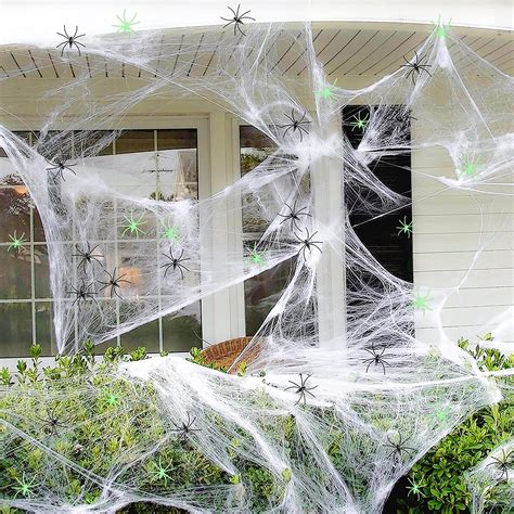 Buy 90shine 1400 sqft Fake Spider Web Cobweb Halloween Party Outdoor Decorations Supplies with ...