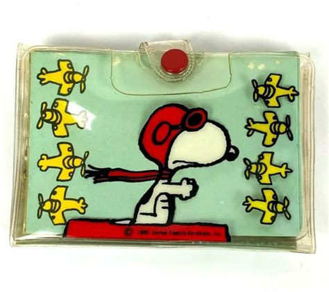 1965 PEANUTS RED Baron Snoopy & Woodstock Card Holder Wallet Clear Vintage $21.84 - PicClick