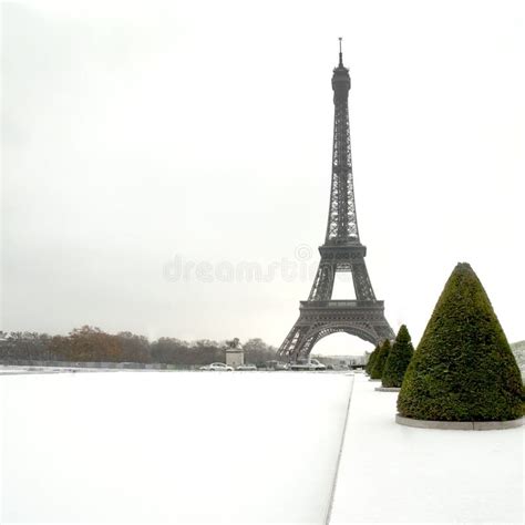 Eiffel Tower Under Snow - Paris Stock Photo - Image of french ...