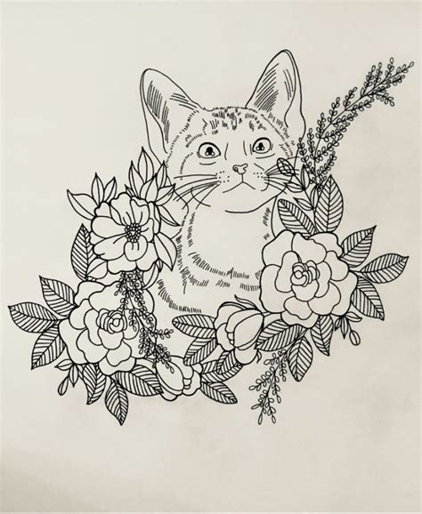 Coloring Pictures Of Cats And Flowers - subeloa11