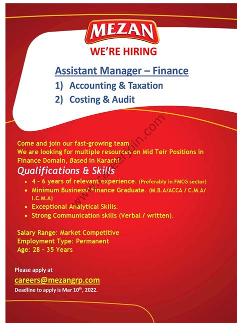 Mezan Group Jobs Assistant Manager Finance