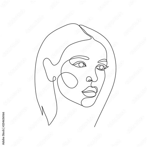 line drawn faces. Continuous line drawing. Abstract portrait Stock Illustration | Adobe Stock