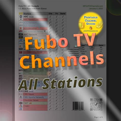 Fubo TV Channel Lineup | Base Plans with Add-ons | Printable 2022