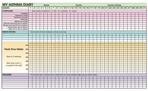 Printable Peak Flow Chart | Example Calendar Printable