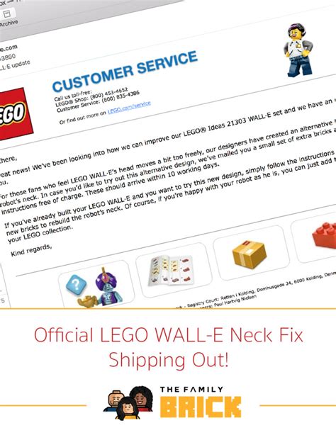 Official LEGO WALL-E Neck Fix Shipping Out! - The Family Brick