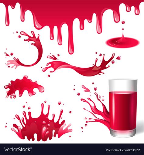 Red juice splashes Royalty Free Vector Image - VectorStock