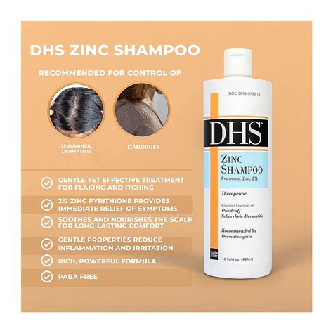 DHS Zinc Hair Shampoo Controls Dandruff, 16 Oz