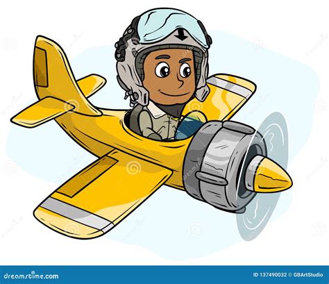 Cartoon Pilot Boy Character in Retro Airplane Stock Vector - Illustration of pose, glasses ...