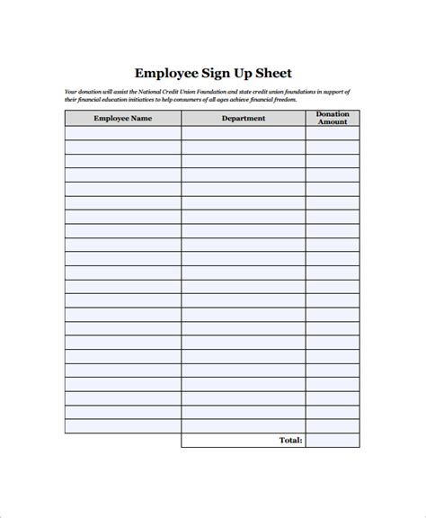 Sample Employee Sign in Sheet - 9+ Free Documents Download in Word ...