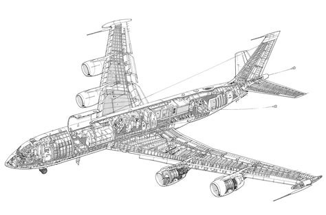 Boeing E-6 Mercury Cutaway Drawing in High quality