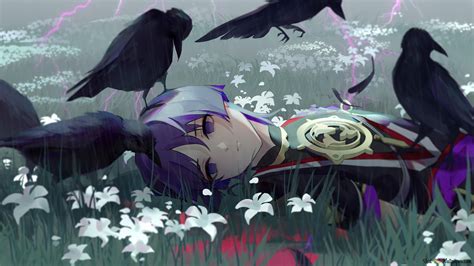 'Scaramouche' lying on grass - Genshin Impact [Anime Video Game] 4K ...