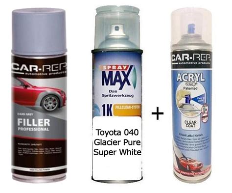 Auto Touch Up Paint Toyota 040 Glacier Pure Super White Plus 1k Clear