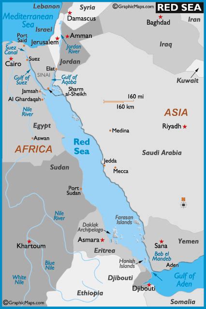 Red Sea Map and Map of the Red Sea Depth Size History Information Page