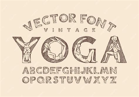 Premium Vector | Decorative alphabet in ancient style Yoga and letters ...