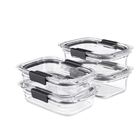 Rubbermaid Brilliance Glass Variety Set of 4 Food Storage Containers with Latching Lids ...