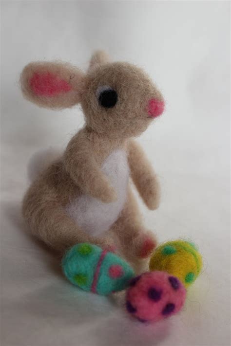 Easter Bunny Needle Felted Bunny 1 Tan Bunny With 3 Easter - Etsy