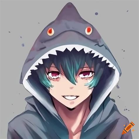 Anime character in a shark hoodie on Craiyon