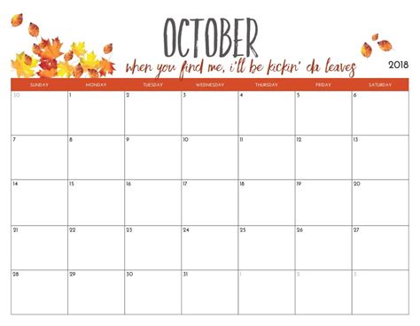 Printable October Schedule - Printable Word Searches