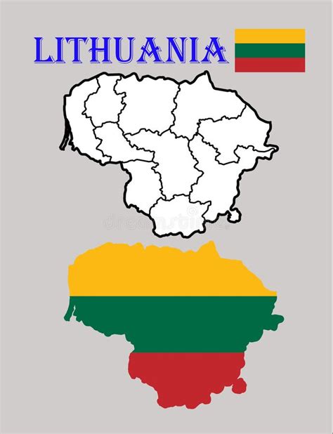 Map of Lithuania with Regions and Flag Draw and Cut Out Stock Illustration - Illustration of ...