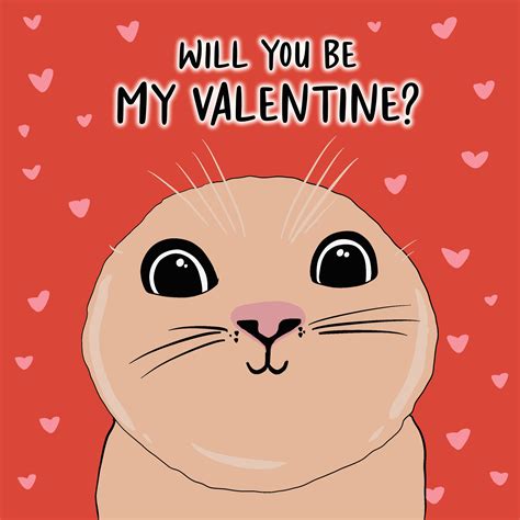 Cute Cat Will You Be My Valentine Card | Boomf