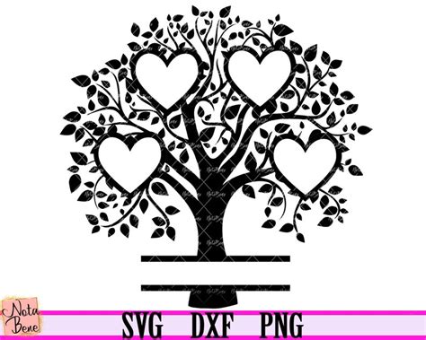 Tree Four Hearts SVG Family Tree Monogram Svg Family Svg - Etsy