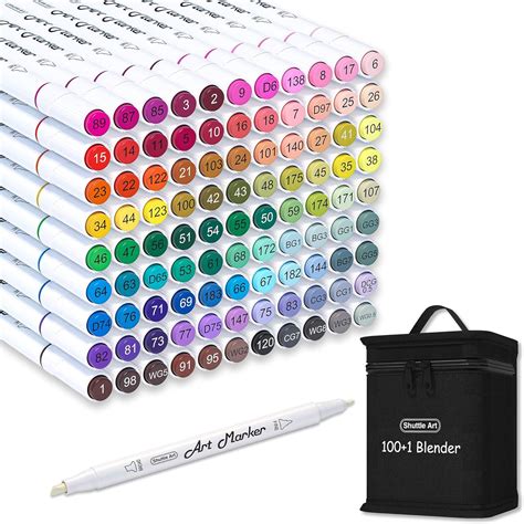 Shuttle Art 100 Colours Alcohol Markers, Dual Tip Art Markers Plus 1 ...