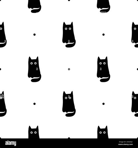Simple black cat - seamless pattern, cat art background design for fabric and decor Stock Vector ...