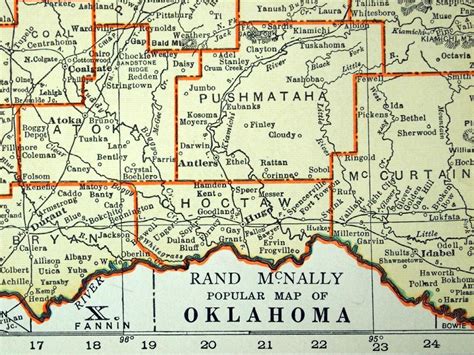 1937 Antique Map of Oklahoma Oklahoma Antique Map Antique - Etsy