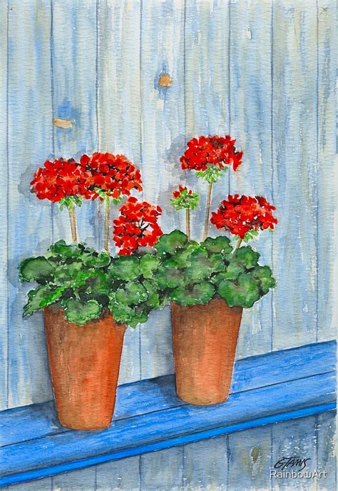 "GERANIUMS - WATERCOLOR" by RainbowArt | Redbubble