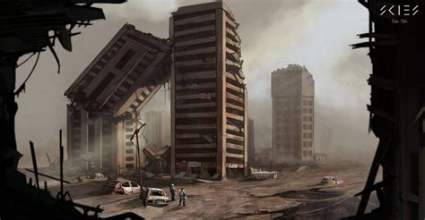 skies. destroyed buildings, Sergey Shilkin | Post apocalyptic art, Fantasy art landscapes ...