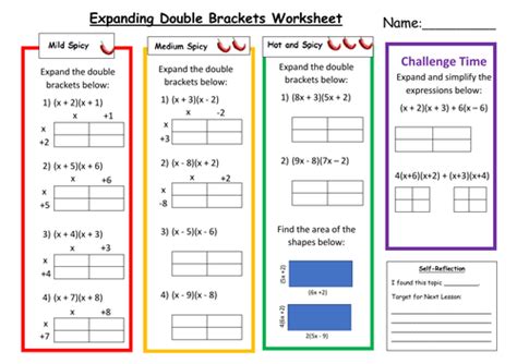 Expanding Double Brackets Differentiated Worksheet with Answers ...