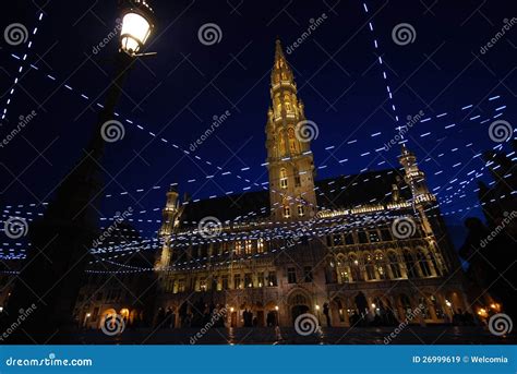 Brussel Belgium at Night stock image. Image of architecture - 26999619